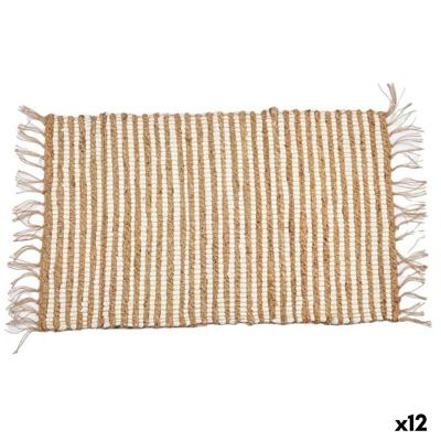 Tapijt Gift Decor Wit Natuurlijk Strepen 60 x 1 x 90 cm (12 Stuks)