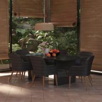 7-delige Tuinset poly rattan zwart