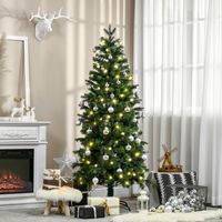 HOMCOM kerstboom van 180 cm, natuurlijke kunstkerstboom met 260 LED-lampjes, vier lichtkleuren, kerstboom met 509 takuiteinden, voor Kerstmis, plastic groen
