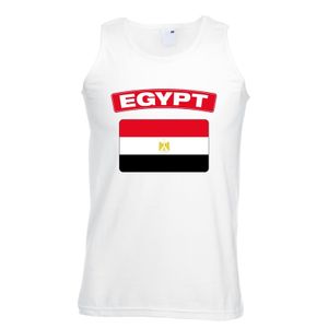 Singlet shirt/ tanktop Egyptische vlag wit heren