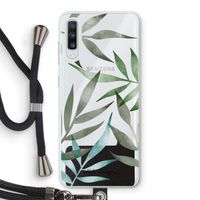 Tropical watercolor leaves: Samsung Galaxy A70 Transparant Hoesje met koord
