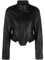 Manokhi veste crop Misha en cuir - Noir