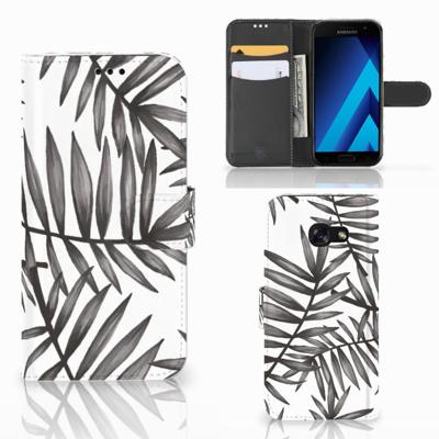 Samsung Galaxy A5 2017 Hoesje Leaves Grey | Portemonnee hoesje Samsung Galaxy A5 2017 Hoesje Leaves Grey | Portemonnee hoesje