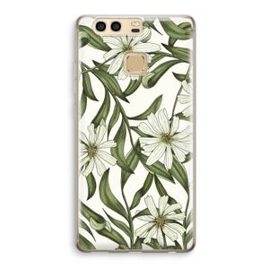Wit bloemenpatroon: Huawei P9 Transparant Hoesje
