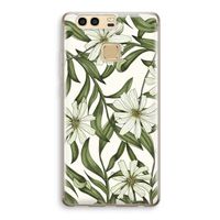 Wit bloemenpatroon: Huawei P9 Transparant Hoesje