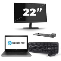 HP ProBook 450 G5 - Intel Core i3-8e Generatie - 15 inch - 8GB RAM - 240GB SSD - Windows 11 + 1x 22 inch Monitor