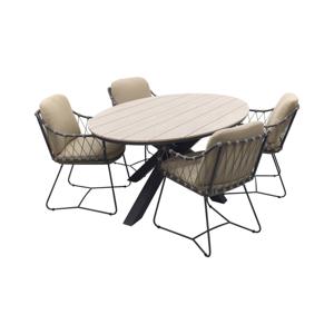 Taste Prego - Latte / GI Edison 180 x 115 cm. tafel - ovale tuinset