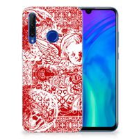 Silicone Back Case Honor 20 Lite Angel Skull Rood - thumbnail