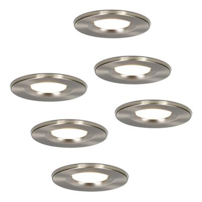 Set van 6 Venezia LED inbouwspots - 6 Watt 650 lumen - 2700K warm wit - Dimbaar - Rond - IP65 waterdicht - RVS - Voor binnen, buiten en badkamer Set van 6 Venezia LED inbouwspots - 6 Watt 650 lumen - 2700K warm wit - Dimbaar - Rond - IP65 waterdicht - RVS - Voor binnen, buiten en badkamer