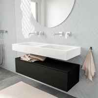 Mondiaz Alan badmeubel 120 cm urban 1 lade vrijhangend wastafel dubbel zonder kraangat wit