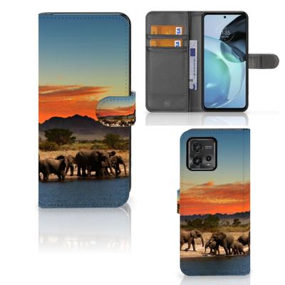 Motorola Moto G72 | Telefoonhoesje | Met pasjeshouder | Olifanten