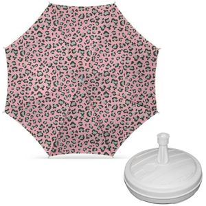 Parasol - luipaard roze print - D160 cm - incl. draagtas - parasolvoet - 42 cm