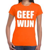 Geef Wijn fun t-shirt oranje voor dames 2XL  - - thumbnail