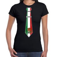 Verkleed T-shirt voor dames - stropdas Mexico - zwart - supporter - themafeest - thumbnail