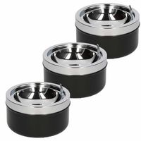 3x Klep/terras asbakken zwart 11 cm