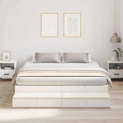 Opbergbedframe met lade Wit 236.5 x 180 x 31.5 cm Bewerkt hout