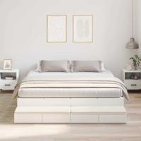 Opbergbedframe met lade Wit 236.5 x 180 x 31.5 cm Bewerkt hout