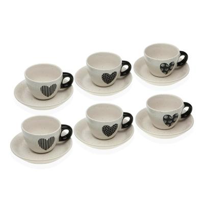 Set van 6 kopjes met schotel Versa Nathalie Keramiek Hart