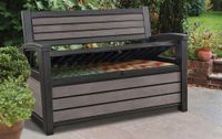 Keter - Hudson Bench box - 2-zits bank - Opbergbox - Hout look & feel - 227L - 138x63x89cm - Antraciet - thumbnail