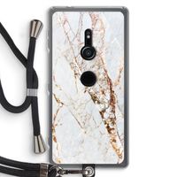 Goud marmer: Sony Xperia XZ2 Transparant Hoesje met koord