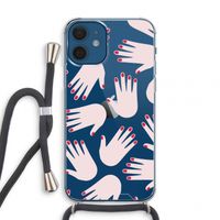 Hands pink: iPhone 12 mini Transparant Hoesje met koord
