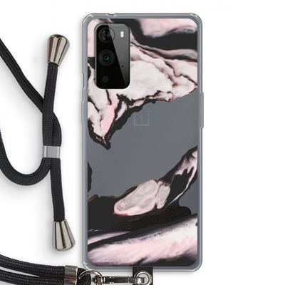 Roze stroom: OnePlus 9 Pro Transparant Hoesje met koord