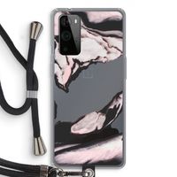 Roze stroom: OnePlus 9 Pro Transparant Hoesje met koord