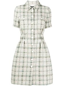 Paule Ka robe-chemise en tweed à manches courtes - Blanc