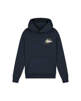 Malelions winter hoodie jongens - navy blauw/geel - splash