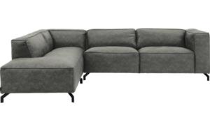 Goossens Bank Calvin grijs, micro leer, 3-zits, modern design met ligelement links