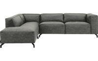 Goossens Bank Calvin grijs, micro leer, 3-zits, modern design met ligelement links