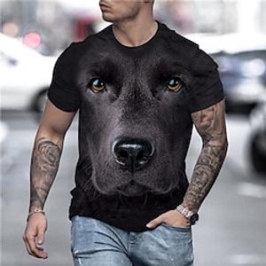 Voor heren Overhemd T-shirt T-shirts dier Hond Ronde hals Lichtgeel Zwart Geel blauw Bruin 3D-afdrukken Grote maten Feest Dagelijks Korte mouw Afdrukken Kleding Streetwear Chique en modern Lightinthebox