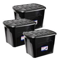 Plasticforte opberg kist met deksel - 3x - Box - 75 liter - 60 x 42 x 43cm - kunststof - transparant Plasticforte opberg kist met deksel - 3x - Box - 75 liter - 60 x 42 x 43cm - kunststof - transparant