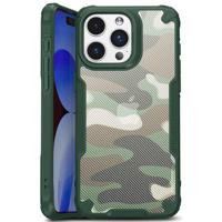 iPhone 15 Plus Anti-Shock Hybride Hoesje - Camouflage - Groen