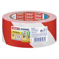 3x Tesa afzettape/markeertape rood/wit 5 cm x 66 mtr - thumbnail