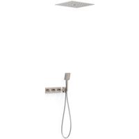 Regendouche set Tres B-System | Inbouw | Thermostaatkraan | 3-weg | Rechthoekig | RVS look