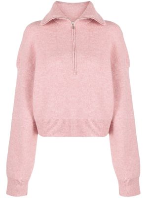 Nanushka polo en maille à col zippé - Rose
