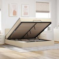 Ottoman bed met matras 200x200 cm stof crèmekleurig