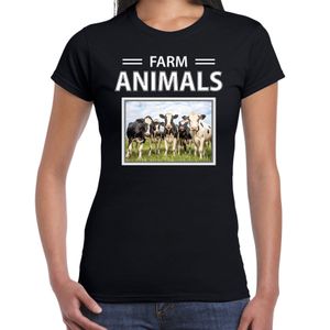 Kudde koeien t-shirt met dieren foto farm animals zwart voor dames