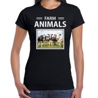 Kudde koeien t-shirt met dieren foto farm animals zwart voor dames - thumbnail