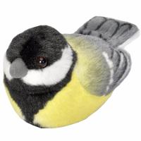 Wild Republic pluche koolmees knuffel - 14 cm - vogels - zachte knuffels - met echt geluid