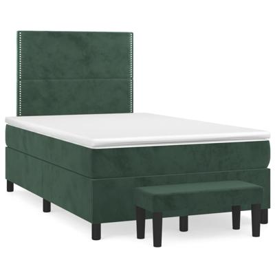 Boxspring met matras fluweel donkergroen 120x190 cm