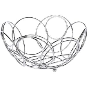 Excellent Houseware ronde fruitschaal - zilver - 26 cm - metaal - Fruitschalen - Fruitmanden