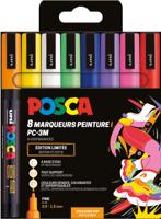 Uni POSCA paintmarker PC-3M, 1,5 mm, etui van 8 stuks in geassorteerde Pop kleuren