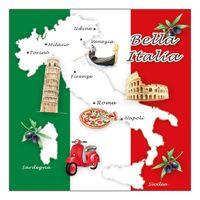 60x stuks Italiaanse avond thema tafel servetten 33 x 33 cm - thumbnail