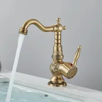 Retro Keukenkraan - Antiek Brons | Enkele Handgreep | Warm & Koud Water