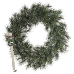 Kerstkrans 60 cm - groen - met messing zilveren hanger/ophanghaak - kerstversiering - Kerstkransen