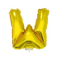Gouden opblaas letter ballon W op stokje 41 cm   - - thumbnail