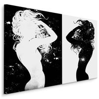 Schilderij - Vrouwen silhouet, zwart/wit, 4 maten, premium print - thumbnail