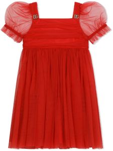 Dolce & Gabbana Kids robe en tulle à manches bouffantes - Rouge